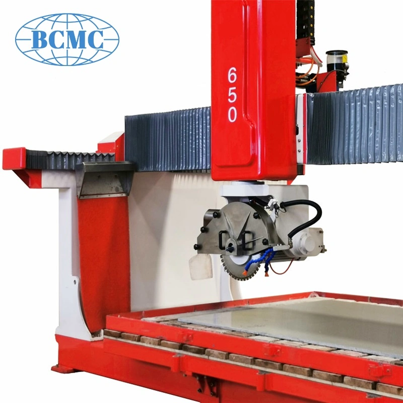 Bcmc 5 Axis CNC Italian Control System Bridge Saw Max Blade 650mm Cutting Stone Slab Countertop Processing Equipment